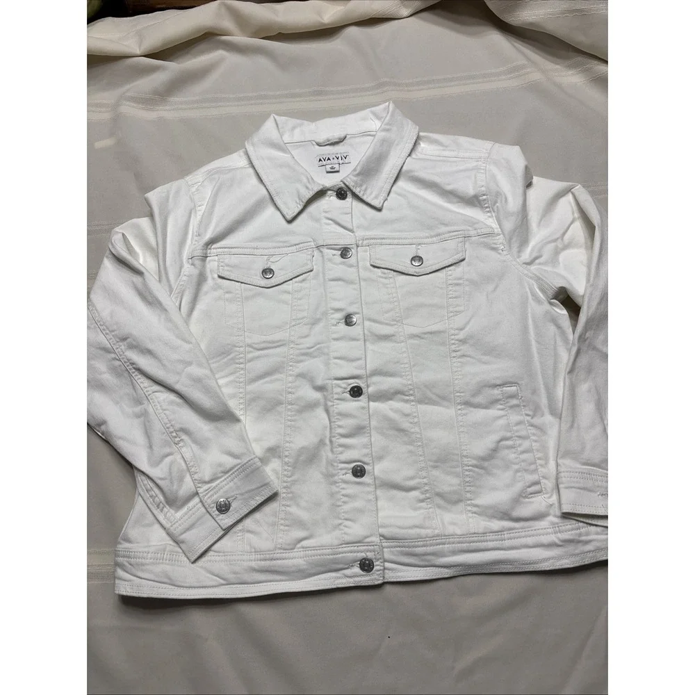 Classic Jean Jacket Solid color‎ WHITE size 1XL Retro y2K 90-now